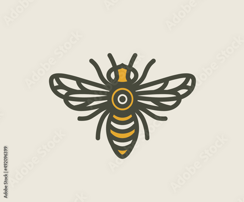 Honey bee logo vector line outline icon in trendy hipster vintage classic style illustration. Insect logo © SON OF MY  FATHER