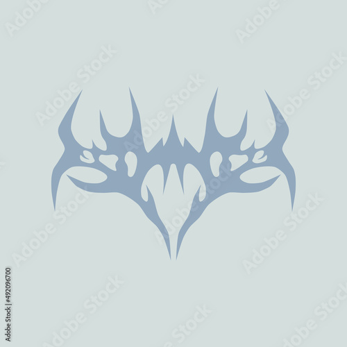 Abstract tattoo sketch. Artistic death metal logo design. Blue illustration in Metalcore style on a blue background.