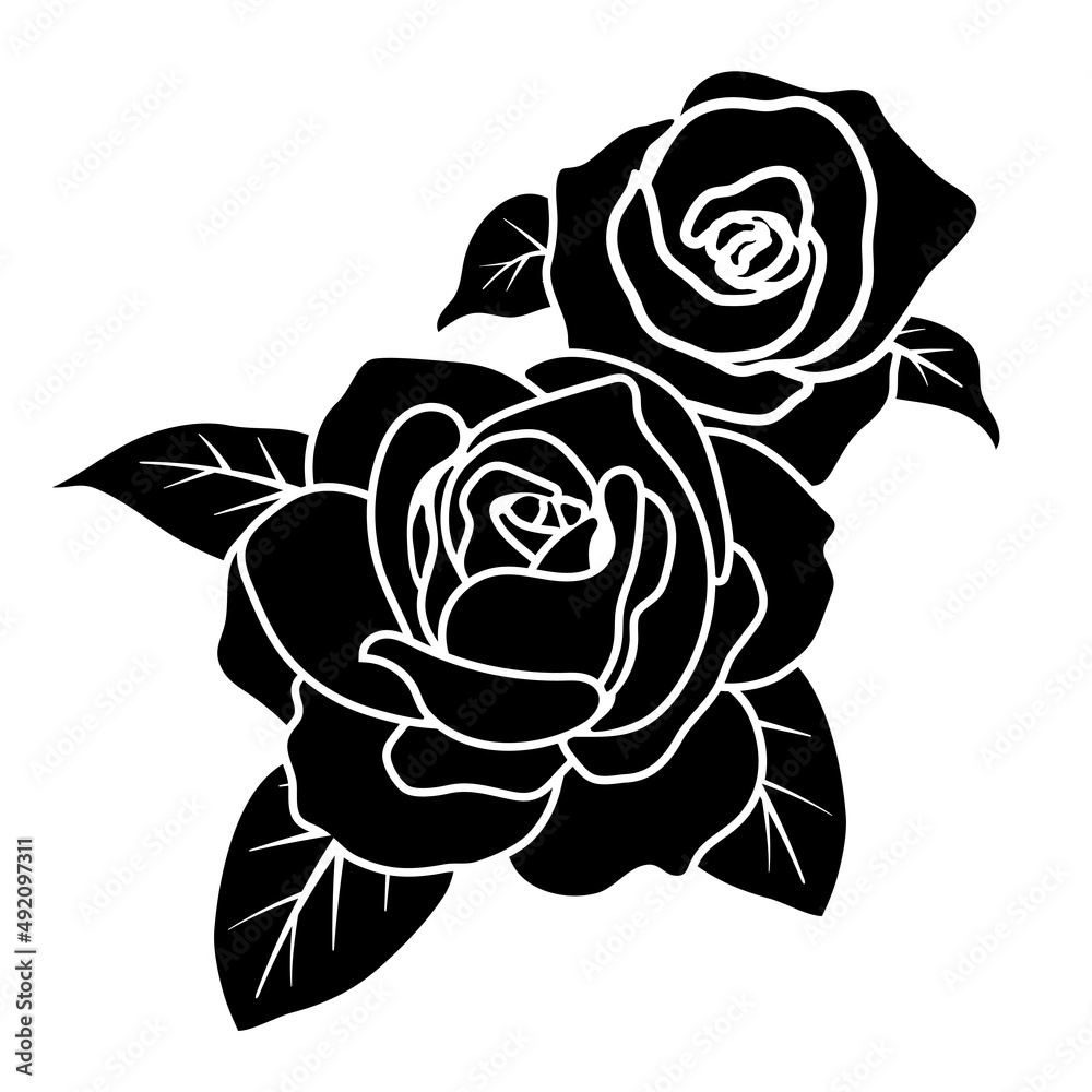 silhouette black rose flower decoration frame silhouette black rose flower decoration frame