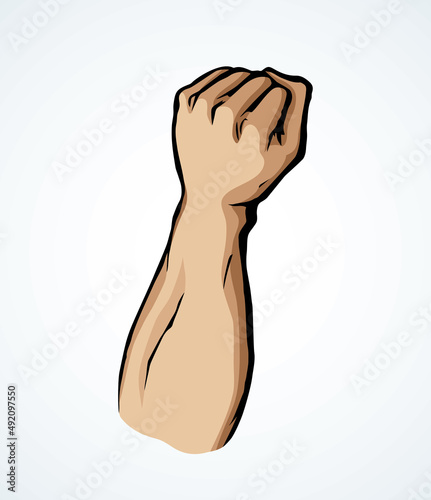 Hand with an elongated fist. Vector drawing
