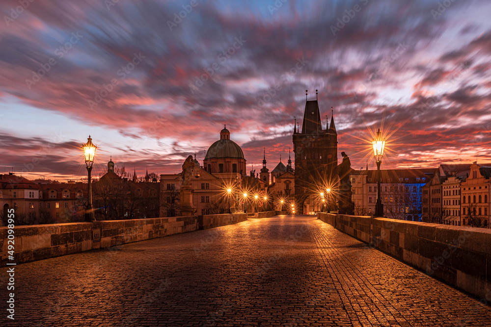 night, city, river, architecture, prague, castle, bridge, church, europe, tower, building, cathedral, water, travel, town, landmark, skyline, sunset, sky, old, czech, reflection,dusk, tourism, charles