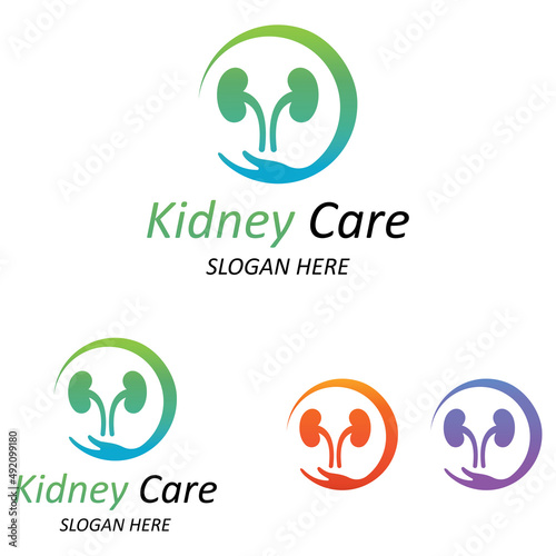 Kidney health and kidney care logo using icon design concept vector illustration