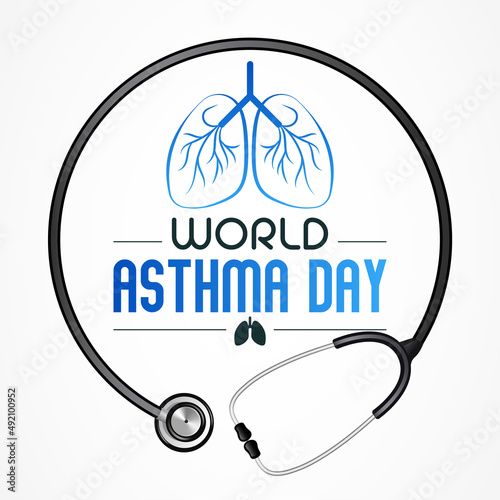 World Asthma day is observed each year in May. it is a disease that affects the lungs. It is one of the most common long-term diseases of children, but adults can have asthma too. Vector illustration