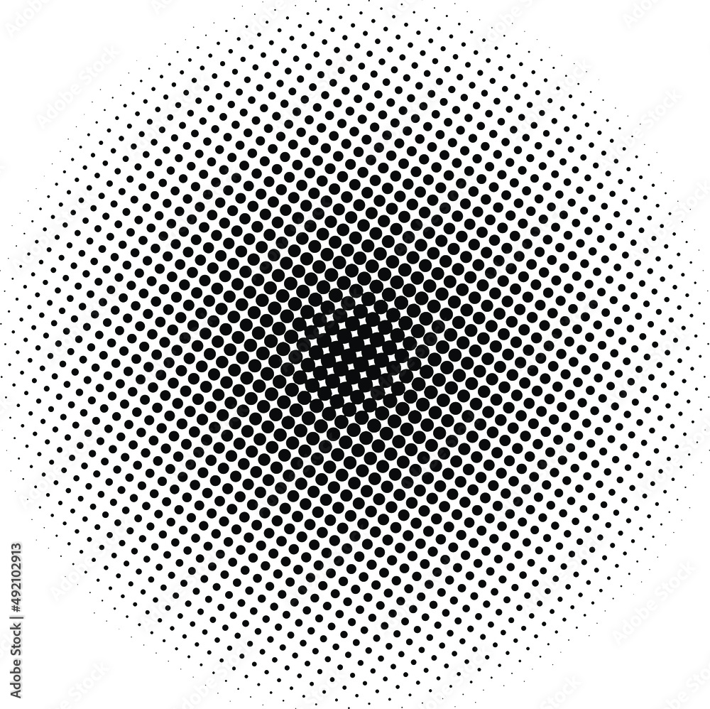 White and black circles, gradient halftone background. Vector illustration.