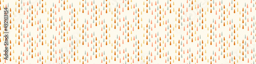 Pastel boho flowers seamless border pattern in trendy ditsy wildflower style. Hand drawn organic botanical fashion edging trim. Modern summer garden bloom in natural vintage cottage core ribbon banner