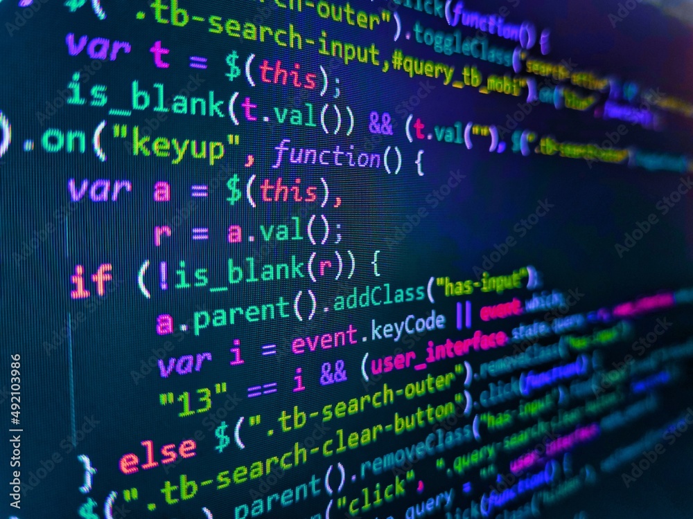 Stockfoto Modern application Source abstract algorithm concept. Screen ...