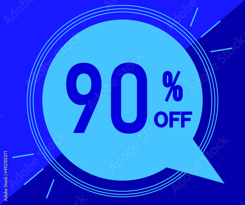 Special offer with 90% off sales. Advertisement in blue