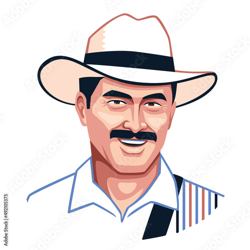 Isolated traditional paisa man Colombian folklore Vector illustration photo