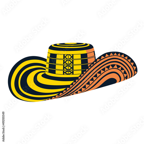 Isolated vueltiao hat Traditional comombian hat Vector illustration