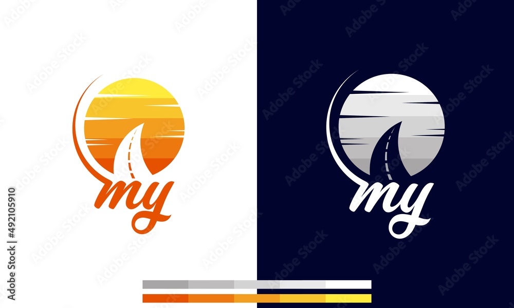 Fototapeta premium my sunset logo with flat color