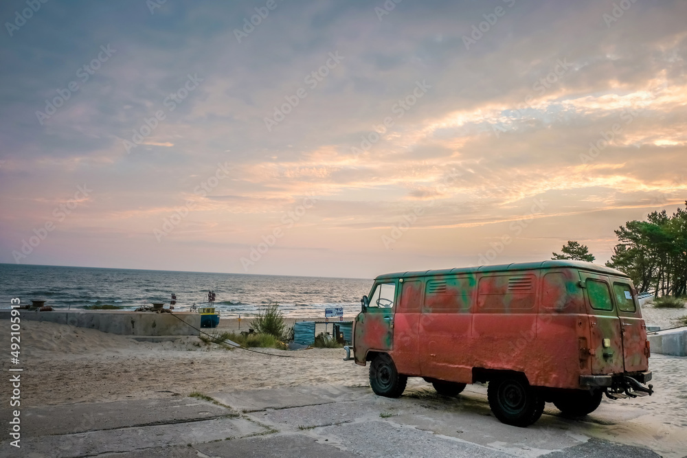 Old truck on the beach