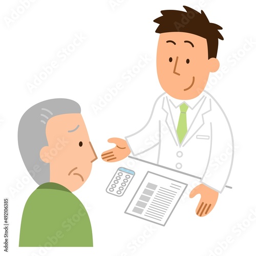 服薬指導をする2・男性1