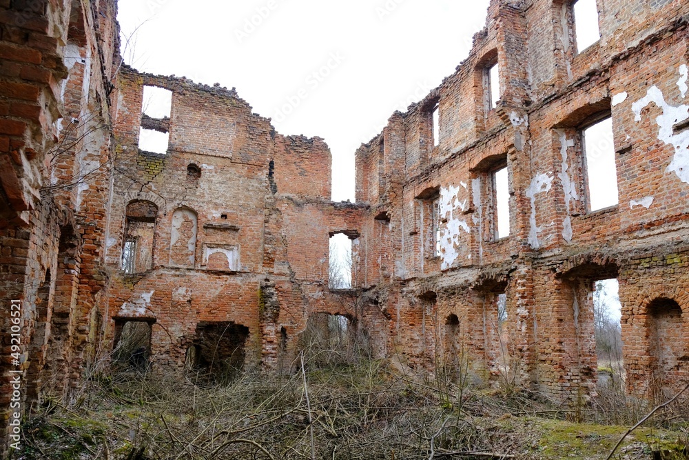 Ruin of of the Dohna family palace in Solobity, Warmia, Poland