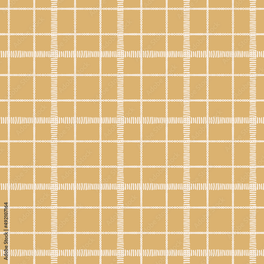 Farmhouse yellow seamless check vector pattern. Gingham baby color checker background. Woven tweed all over print. 