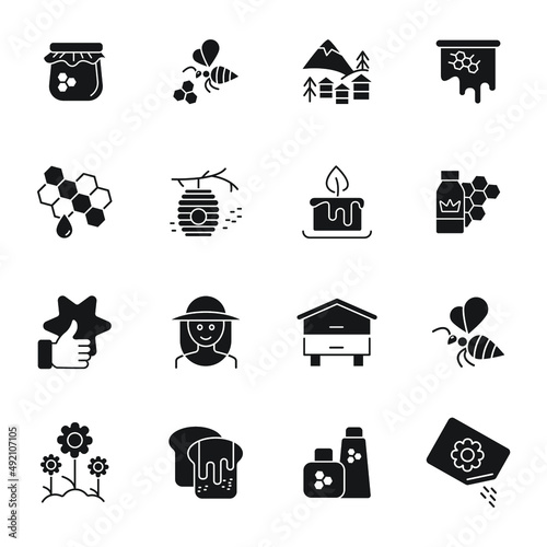 Honey, Apiary, Beekeeping icons set . Honey, Apiary, Beekeeping pack symbol vector elements for infographic web