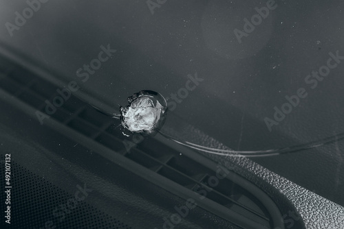 windshield chip, stone crack in glass