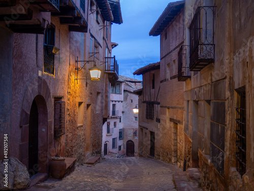Albarrac  n  population of the province of Teruel seen at night