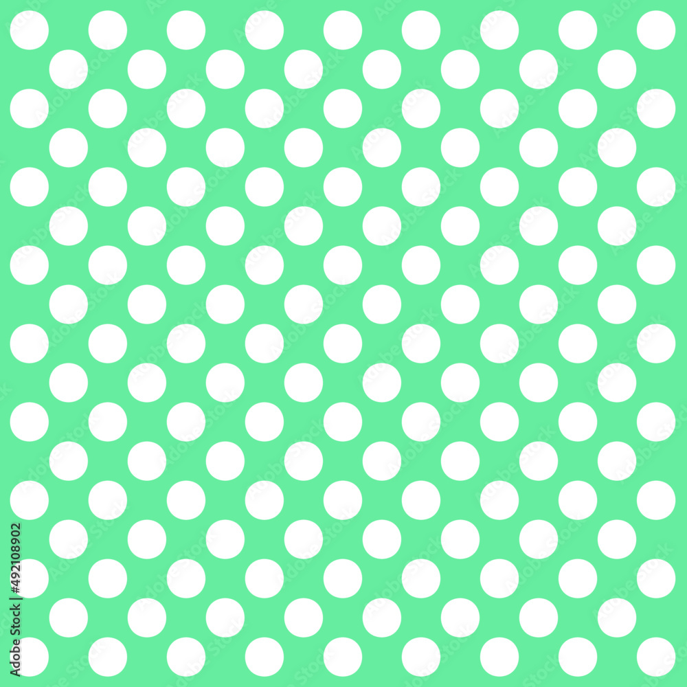 White dots pattern on green background
