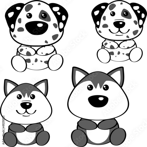 cute baby puppy dog character cartoon collection set illustration in vector format