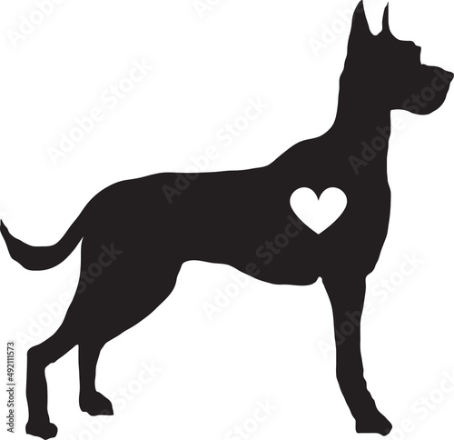 Dog Silhouette with Heart