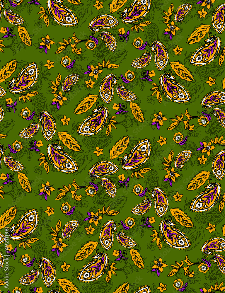 Fototapeta premium Seamless paisley pattern, ethnic print.