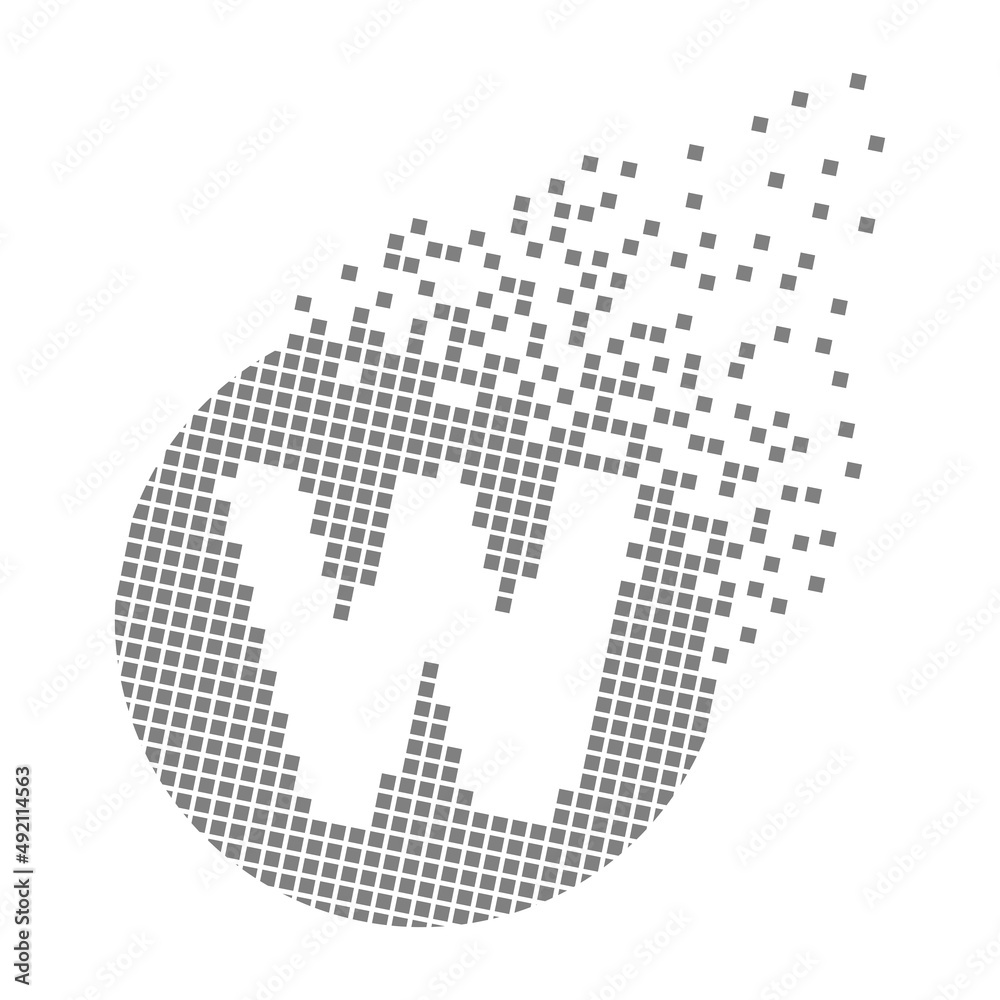 Round letter W fast pixel dots. Pixel art with letter w. Integrative pixel movement. Creative dissolved and dispersed moving dot art. Modern icon creative ports. Vector logo design.