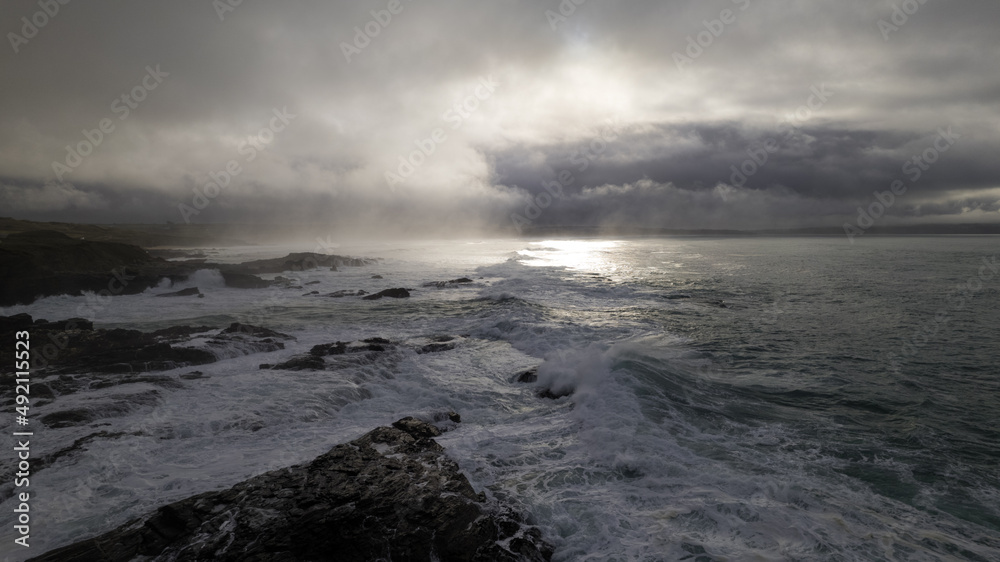 Stormy Cornish coastline