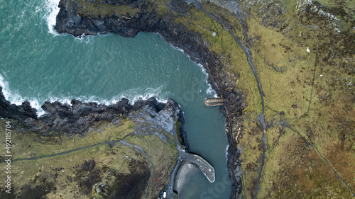 Harbour entrance channelling the ocean into a river