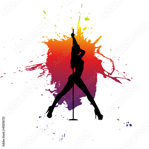 Stripper silhouette.Pole dancer silhouette.Sexy stripper girl silhouette.Striptease dancer silhouette
