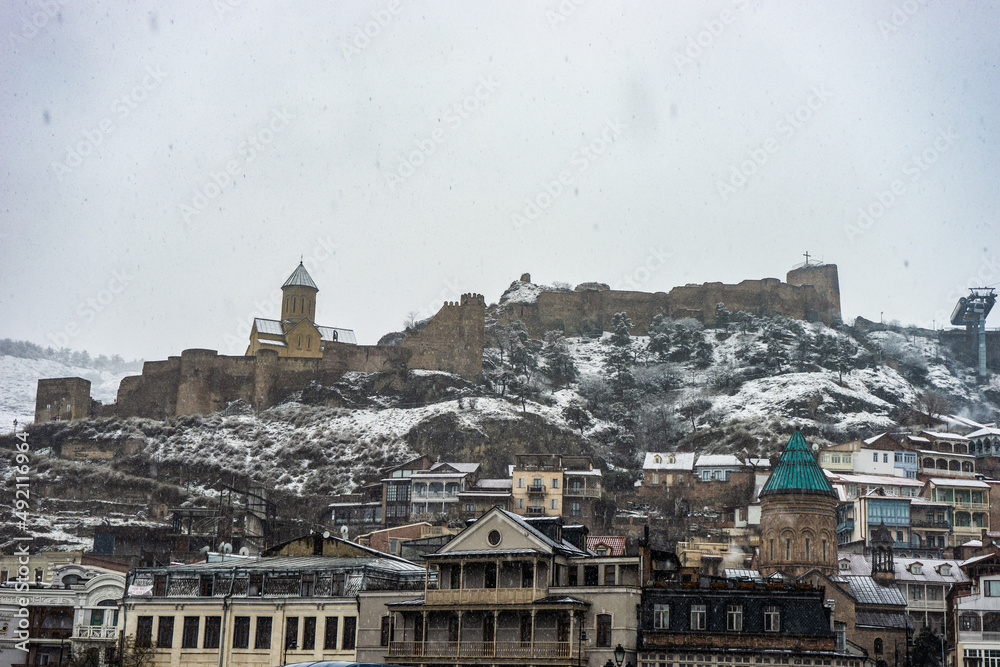 Snow in Tbilisi in the spring