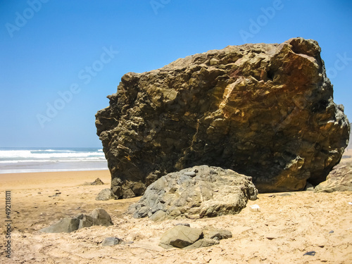 Rock, Boulders, Beach, Portugal, Sand