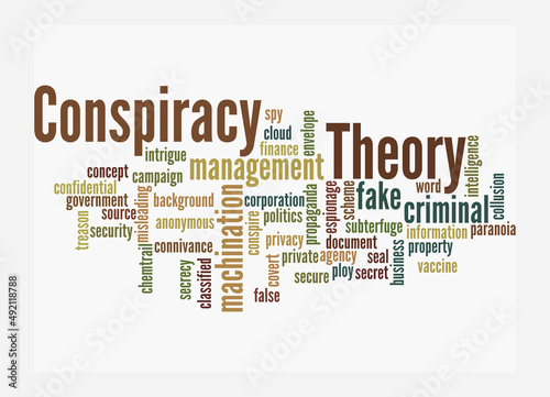 Word Cloud with CONSPIRACY THEORY, isolated on a white background