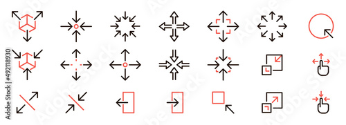 Simple scaling related line icons. Editable stroke
