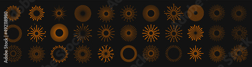 Sun rays icon, shine and burst line