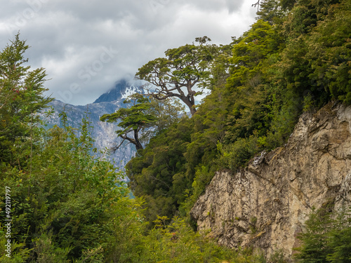 The mythical carretera Austral (Southern Way), Chile's Route 7 near Puerto Río Tranquilo, Patagonia, Chile. It runs  through forests, fjords, glaciers, canals and steep mountains in rural Patagonia photo
