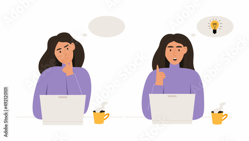 Woman think and has an idea concept
