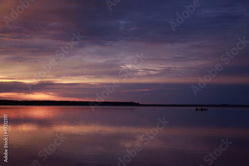 Lake Svityaz, sunset on the lake, the rays of the sun in the sky, national reserve, Ukraine nature, Ukrainian places © Vi SunJu