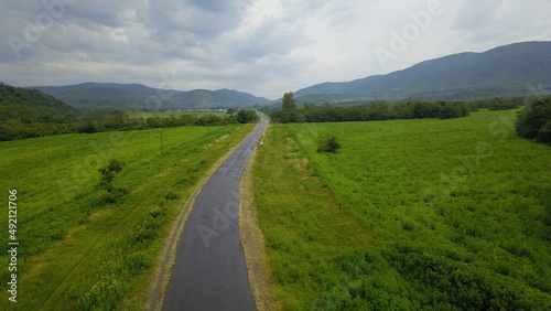 beautiful mountain road in green landscape in northwest Argentin