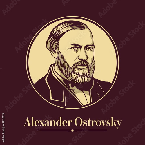 Vector portrait of a Russian writer. Alexander Ostrovsky was a Russian playwright, generally considered the greatest representative of the Russian realistic period.