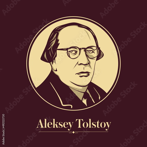 Vector portrait of a Russian writer. Aleksey Tolstoy nicknamed the Comrade Count, was a Russian writer who wrote in many genres but specialized in science fiction and historical novels.