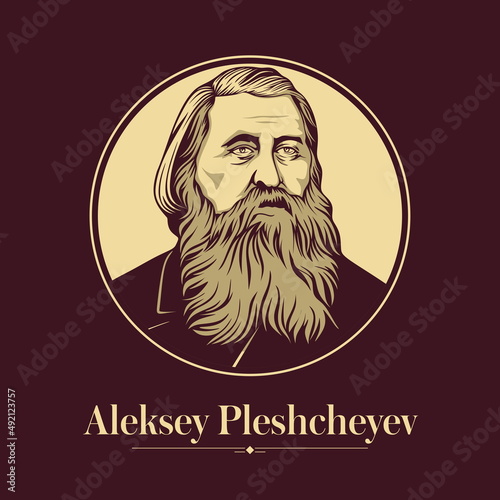 Vector portrait of a Russian writer. Aleksey Pleshcheyev was a radical Russian poet of the 19th century, once a member of the Petrashevsky Circle. photo