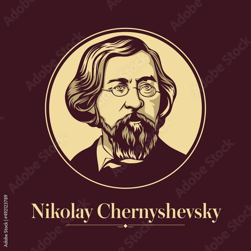 Vector portrait of a Russian writer. Nikolay Chernyshevsky was a Russian literary and social critic, journalist, novelist, democrat, and socialist philosopher, often identified as a utopian socialist 