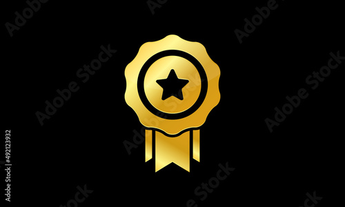 Golden badge Icon in trendy flat style,Award symbol icon vector