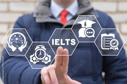 Concept of IELTS International English Language Testing System. IELTS exam. photo