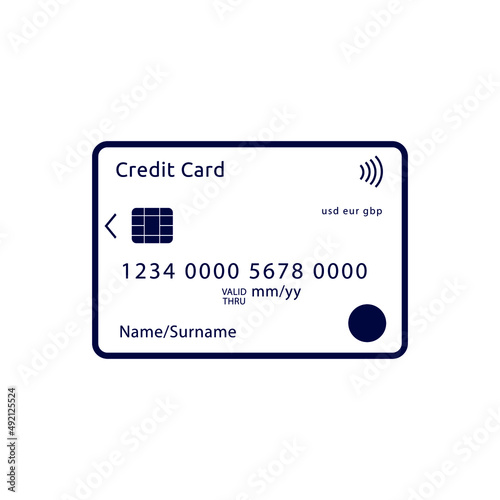 Vector bank card icon for websites.