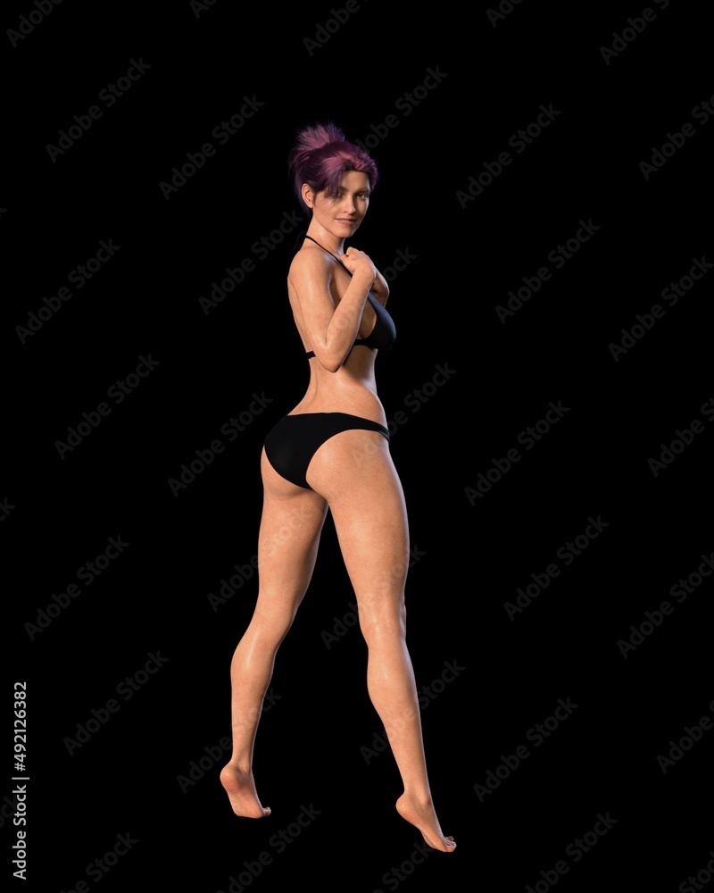 Fototapeta premium women posing in studio on background, 3D illustration of female figure