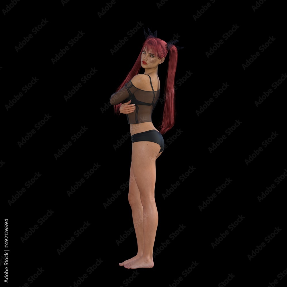 Dressed up adult fashion model posing in studio on background, 3D illustration of female figure Dressed up adult fashion model posing in studio on background, 3D illustration of female figure