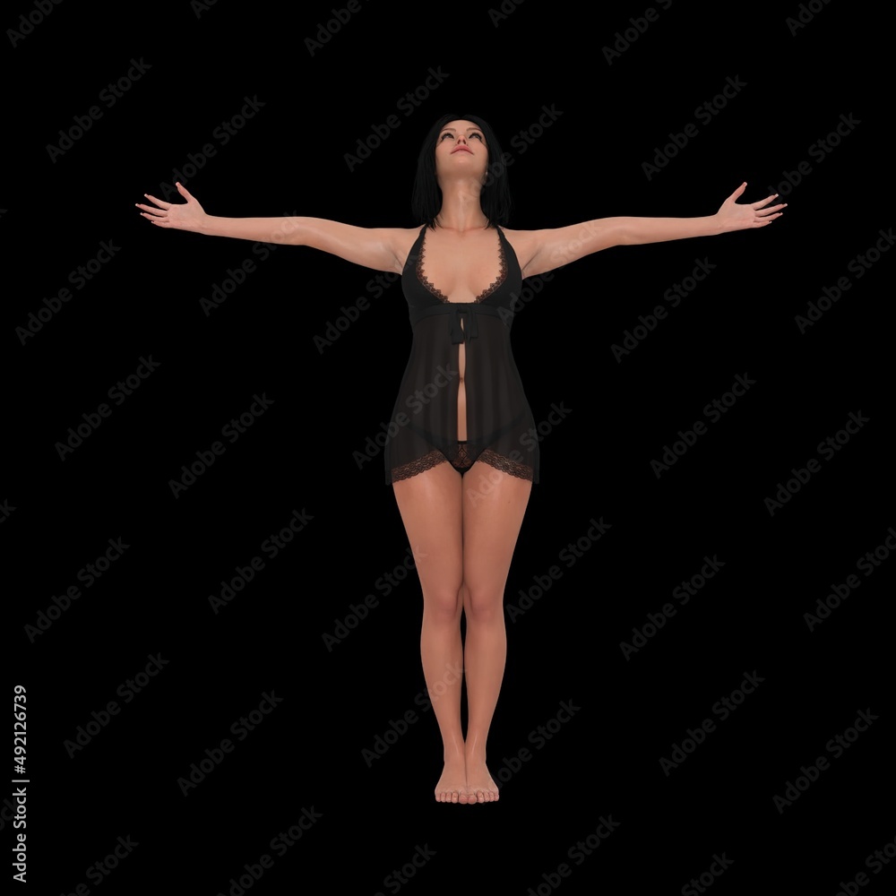 Dressed up women posing in studio on background, 3D illustration of female figure Dressed up women posing in studio on background, 3D illustration of female figure