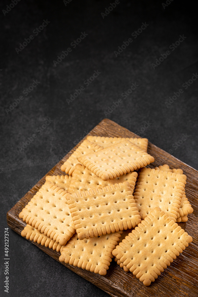 Plate with cornstarch biscuit on the table. Plate with cornstarch biscuit on the table.