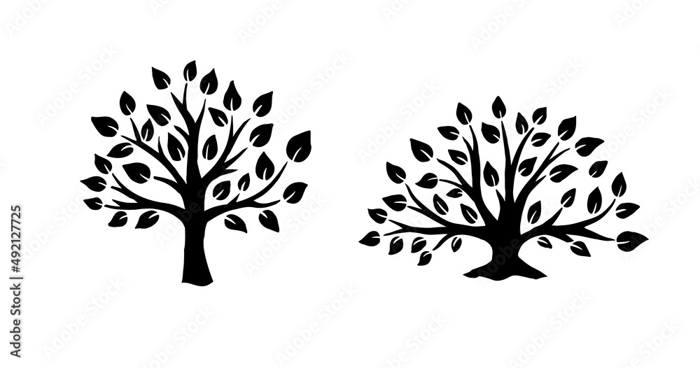 Eco silhouette theme icons.Tree of life creative logo template, vector isolated on white.
